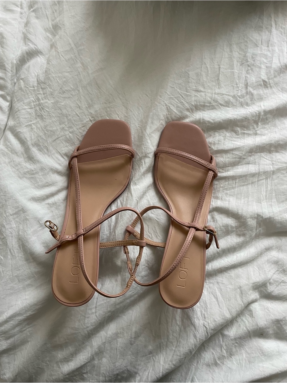 LOFT Dusty Rose Strappy Square-Toe Sandals